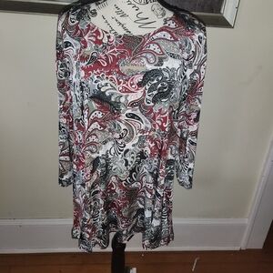 Southern Lady Red and Black Paisley Long Sleeve Dress